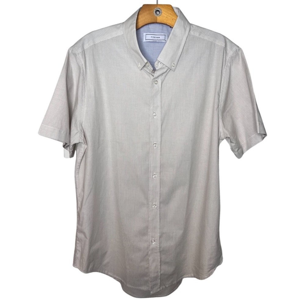 Five Four Thin Striped Short-Sleeve Button-Down Shirt - M